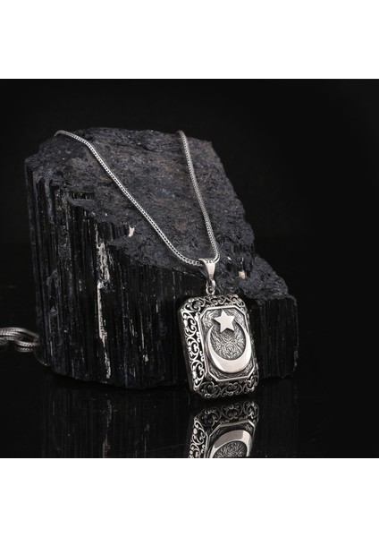 925 Ayar Gümüş Ay Yıldız Motifli Kolye