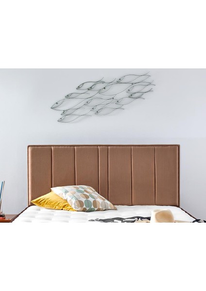 Niron Comfort Başlık 80 cm Tek Kişilik Yatak Başlığı Sütlü Kahve Kumaş Başlık
