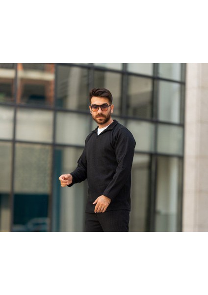 Erkek Polo Yaka Uzun Kollu T-Shirt – Waffle Kumaş, Pamuk, Regular Fit, Günlük ve Spor Kullanım, Siyah (S-M-L-Xl-Xxl)" fırsatları