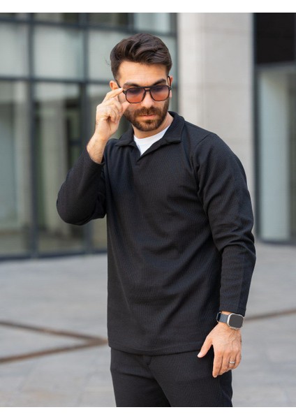 Erkek Polo Yaka Uzun Kollu T-Shirt – Waffle Kumaş, Pamuk, Regular Fit, Günlük ve Spor Kullanım, Siyah (S-M-L-Xl-Xxl)" indirimleri