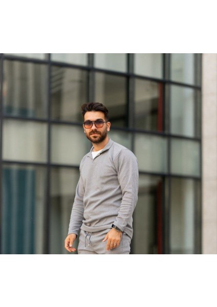 Erkek Polo Yaka Uzun Kollu T-Shirt – Waffle Kumaş, Pamuk, Regular Fit, Günlük ve Spor Kullanım, Gri (S-M-L-Xl-Xxl) modelleri