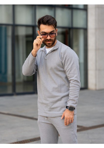 Erkek Polo Yaka Uzun Kollu T-Shirt – Waffle Kumaş, Pamuk, Regular Fit, Günlük ve Spor Kullanım, Gri (S-M-L-Xl-Xxl) fırsatları