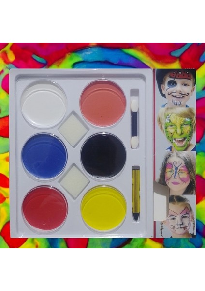 Vıp Kalite Palyaço Yüz Boyası 6 Lı Yüz Boyama Paleti Face Paint Colors Kostüm Aksesuarları Özel Seri