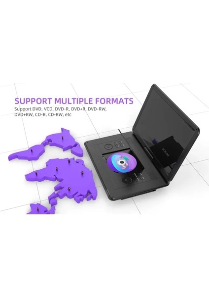Boıfun Taşınabilir DVD Oynatıcı 15.6" Geniş Hd Ekran Siyah