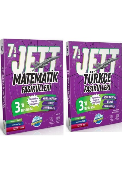 Yayınları 7. Sınıf Türkçe ve Matematik Jett Soru Fasikülleri Seti 2 Kitap