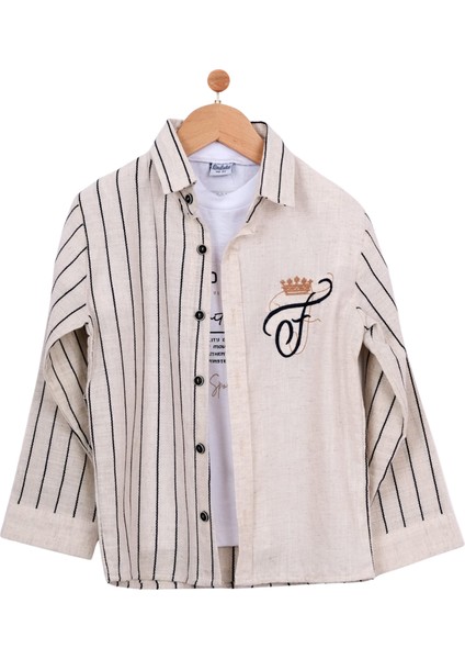 TAÇ NAKIŞLI T-SHIRTLU ERKEK GÖMLEK