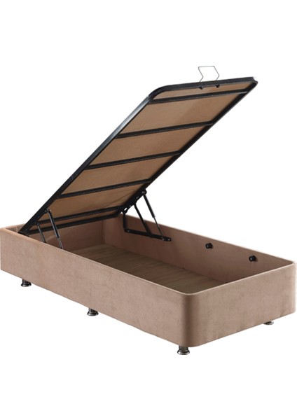 Niron Latte 90x190 cm Tek Kişilik Yatak Baza Başlık Seti - Sert Yatak, Kumaş Baza ve Başlık Takımı