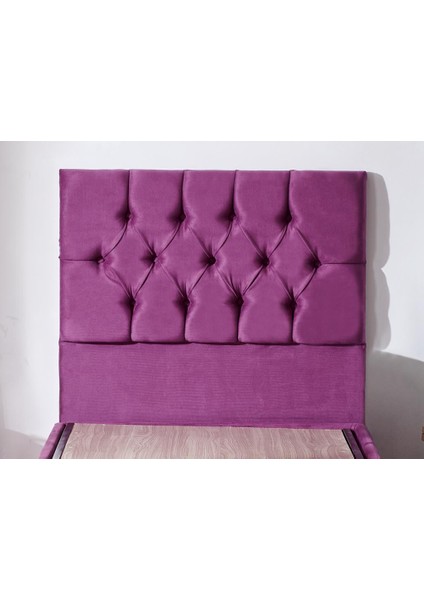 Niron Purple Baza ve Başlık Seti - 80x180 cm Tek Kişilik Sandıklı Mor Kumaş Baza ve Başlığı