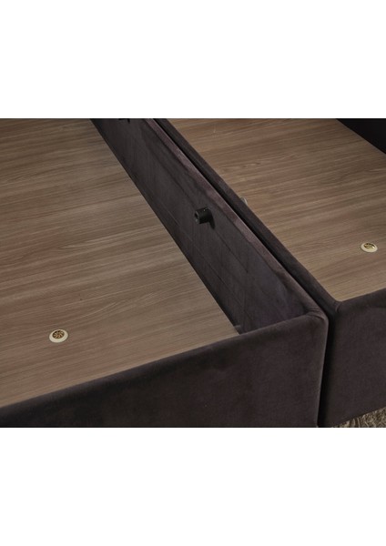 Niron Ela Baza -200x200 cm Çift Kişilik Sandıklı Siyah Kumaş Baza Silinebilir Soho Kumaş fırsatları