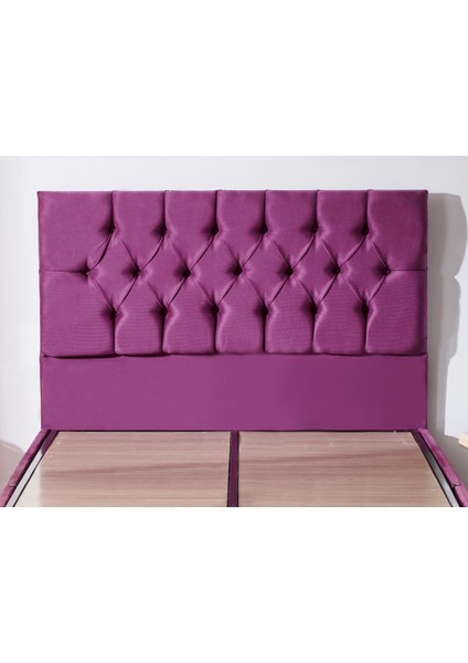 Niron Purple Baza ve Başlık Seti 120x200 cm Tek Kişilik Sandıklı Mor Kumaş Baza ve Başlığı