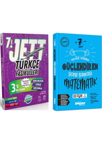 Yayınları 7. Sınıf Türkçe Jett Soru Fasikülleri ve Ankara Matematik Soru Bankası Seti 2 Kitap