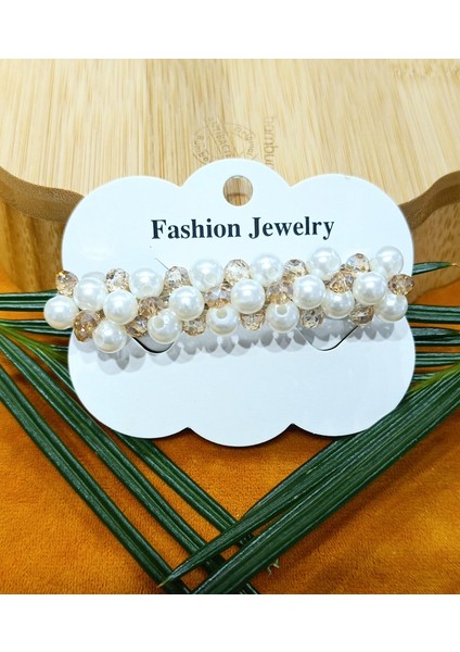 Lüks Figürlü İncili Gümüş Klips Toka