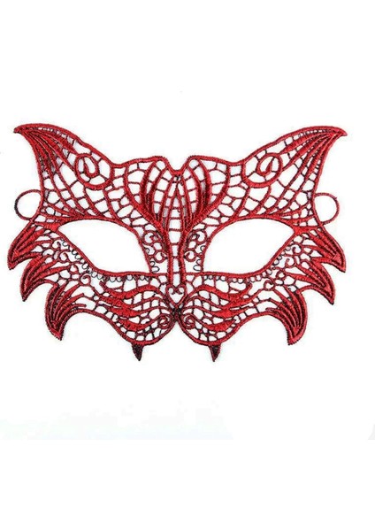 Kırmızı Dantel Masquerade Maskesi 8 No