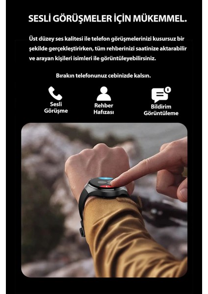 Watch 4 Pro HW16 MAX Gümüş 46mm Klasik Erkek Akıllı Saat – AMOLED Ekran Sesli Görüşme Apple iPhone Android -Huawei Uyumlu Howear