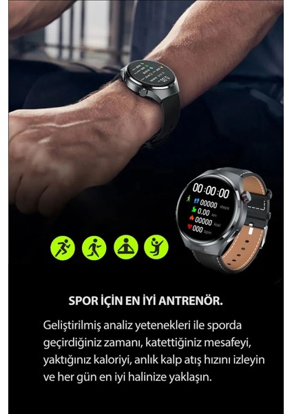 Watch 4 Pro HW16 MAX Gümüş 46mm Klasik Erkek Akıllı Saat – AMOLED Ekran Sesli Görüşme Apple iPhone Android -Huawei Uyumlu Howear