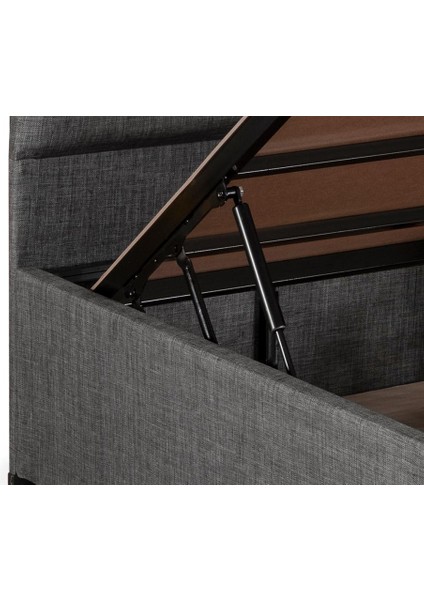 Niron Silver Baza ve Başlık Seti 100x200 cm Tek Kişilik Kaydırmaz Kumaşlı Gri Keten Baza ve Başlığı