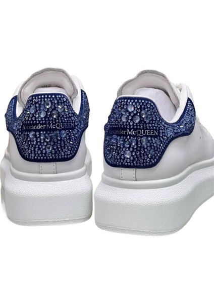 Women’s Alexander Mcqueen Sneakers - Sneaker In White/navy Blue - Alexander Mcqueen Kadın Sneaker indirimleri