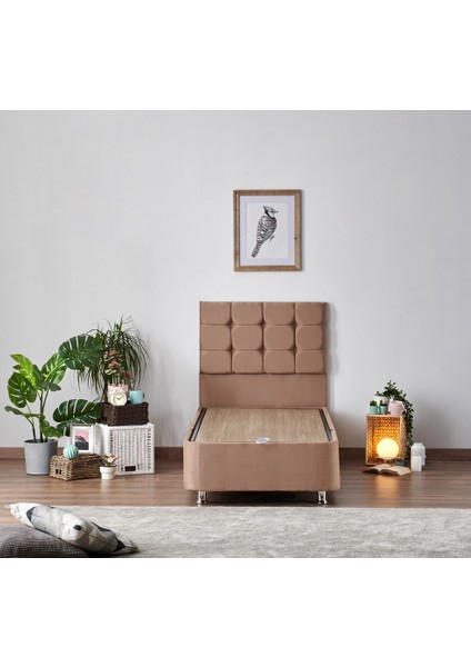 W. Cotton 80x180 cm Tek Kişilik Pedli Yatak Baza Başlık Takımı - Kumaş Baza, Başlık ve Yatak Seti