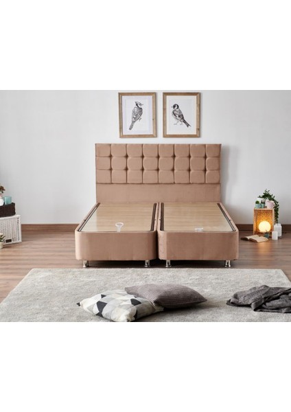 Niron Helen 80x180 cm Tek Kişilik Yatak Baza Başlık Seti Aloe Vera Yatak, Kumaş Baza, Başlık Takımı