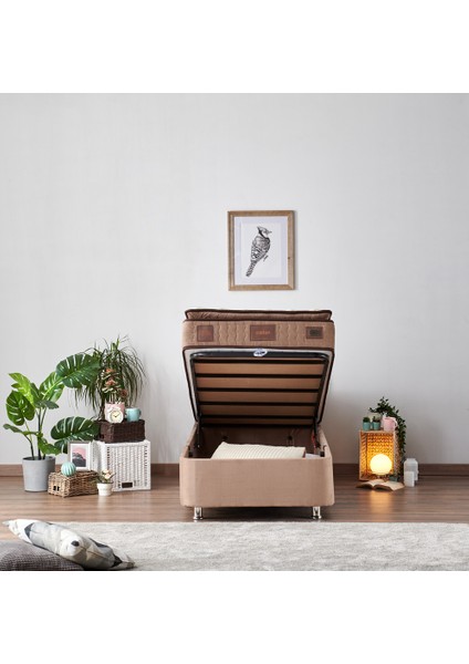 W. Cotton 90x190 cm Tek Kişilik Pedli Yatak Baza Başlık Takımı - Kumaş Baza, Başlık ve Yatak Seti
