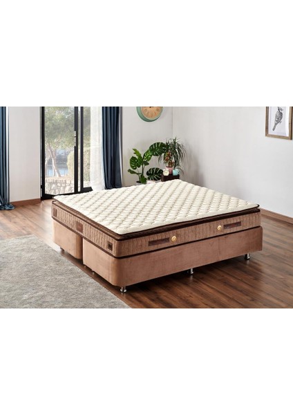 W. Cotton 140x190 cm Çift Kişilik Pedli Yatak Baza Başlık Takımı - Kumaş Baza, Başlık ve Yatak Seti