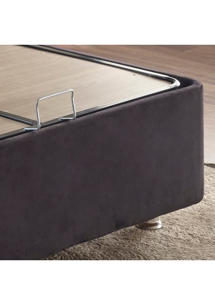 Niron Ela Baza ve Başlık Seti - 80x180 cm Tek Kişilik Siyah Kumaş Baza ve Başlığı Silinebilir Soho Kumaş