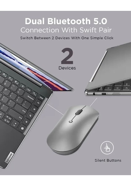 Go Çok Aygıtlı Kablosuz Mouse Bluetooth Silent Mouse Mouse