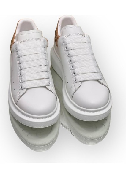 Mcqueen Women's Sneakers - Sneaker In White/gold Shiny - Alexander Mcq Kadın Sneaker fiyatları