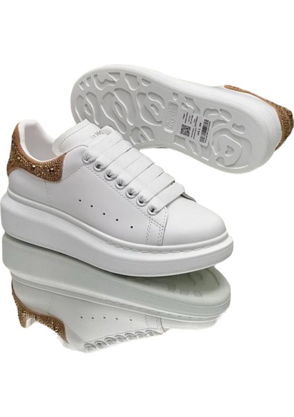 Mcqueen Women's Sneakers - Sneaker In White/gold Shiny - Alexander Mcq Kadın Sneaker fırsatları