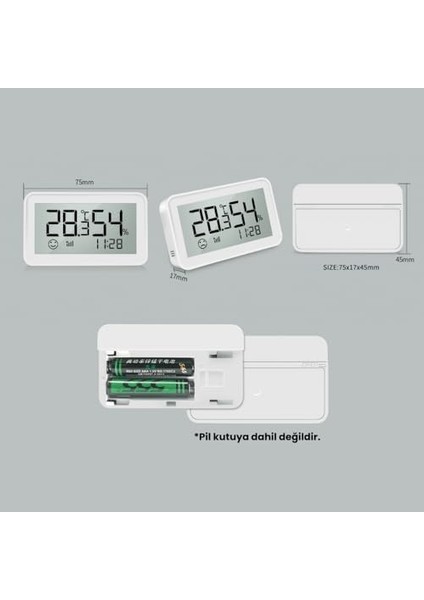 Zigbee LCD Ekranlı Sıcaklık ve Nem Sensörü (Tuya, Smart Life, Home Assistant, ZIGBEE2MQTT Uyumlu)