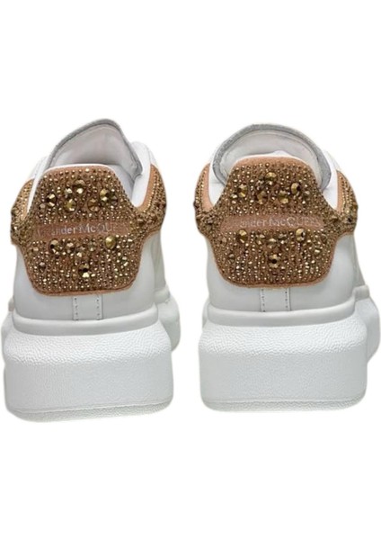 Mcqueen Women's Sneakers - Sneaker In White/gold Shiny - Alexander Mcq Kadın Sneaker indirimleri