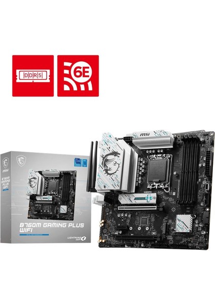 Msı B760M Gamıng Plus Wıfı Ddr5 6800MHZ 2xhdmı 2xdp 2xm.2 USB 3.2 Matx 1700P (12. / 13. ve 14. Nesil Işlemci Uyumlu)