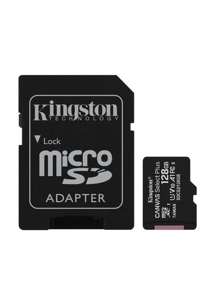 128GB Microsdxc Canvas Select Plus 100R A1 C10 Card + Adapter