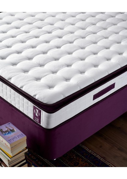 Niron Purple 80x180 Tek Kişilik Pedli Yatak Full Ortopedik Yaylı Yatak