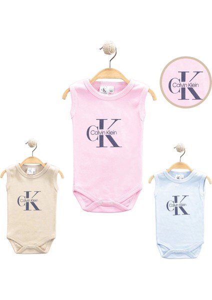 Baby Marka Kelvin Desen Çıtçıtlı Kolsuz Bady Unisex 6-24 Ay