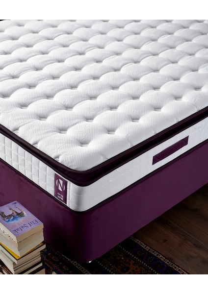 Niron Purple 100x200 Tek Kişilik Pedli Yatak Full Ortopedik Yaylı Yatak