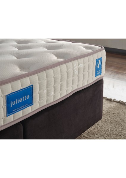 Niron Juliette 100x200 cm Tek Kişilik Lüks Yatak Seti - Siyah Kumaş Baza, Başlık ve Yatak Takımı