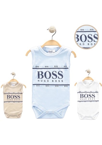 Baby Marka Bossa Desen Çıtçıtlı Kolsuz Bady Unisex 6-24 Ay