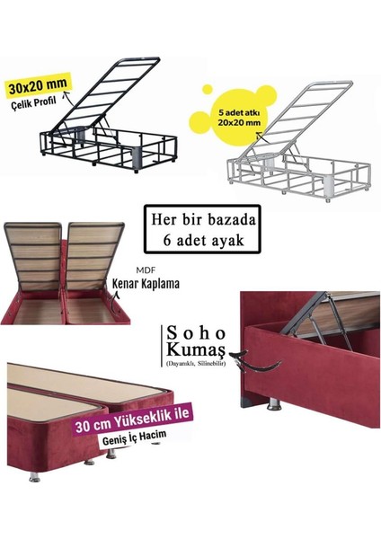 Niron Smart Yatak Baza Başlık Seti - 150x200 Çift Kişilik Full Ortopedik Yatak Baza ve Başlık Takımı