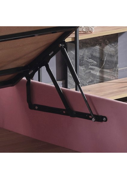 Pinky Baza ve Başlık - 90x190 cm Tek Kişilik Sandıklı Pembe Kumaş Baza ve Başlığı Silinebilir