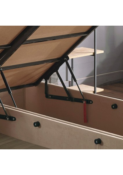 Niron Polo Baza ve Başlık Seti 160x200 cm Çift Kişilik Sütlü Kahve Kumaş Baza ve Başlığı Soho Kumaş