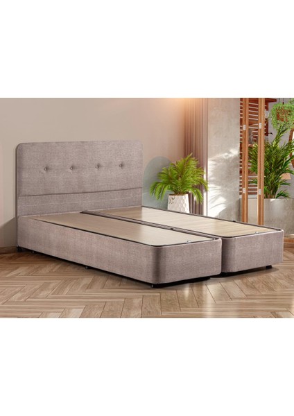 Luna Baza ve Başlık Seti - 140x190 cm Çift Kişilik Sandıklı Kumaş Baza Seti