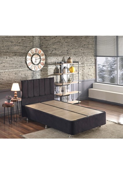 Niron Juliette 120x200 Bir Buçuk Kişilik Lüks Yatak Seti - Siyah Kumaş Baza, Başlık ve Yatak Takımı