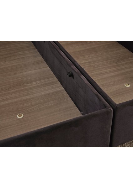 Niron Juliette 120x200 Bir Buçuk Kişilik Lüks Yatak Seti - Siyah Kumaş Baza, Başlık ve Yatak Takımı