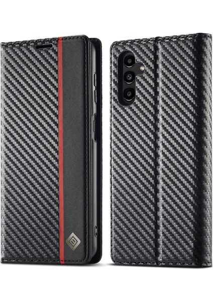 Lc.ımeeke Samsung Galaxy A36 5g Kılıf Karbon Fiber Doku Telefon Kapak Standı Kart Tutucu-Dikey Şerit (Yurt Dışından)