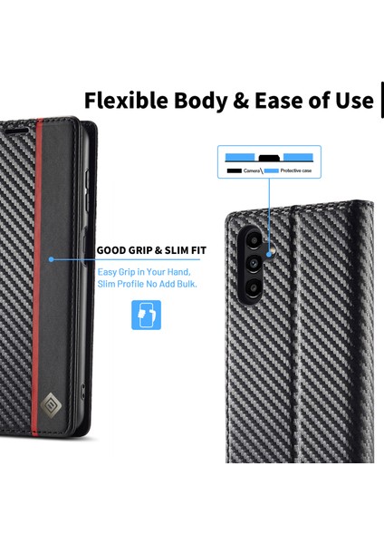 Lc.ımeeke Samsung Galaxy A36 5g Kılıf Karbon Fiber Doku Telefon Kapak Standı Kart Tutucu-Dikey Şerit (Yurt Dışından) fiyatları