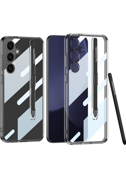 Gkk Samsung Galaxy S25 Kılıfı Crystal Clear Tpu + Pc Stylus-Şeffaf Siyah ile Darbeye Dayanıklı Telefon Kapağı (Yurt Dışından)