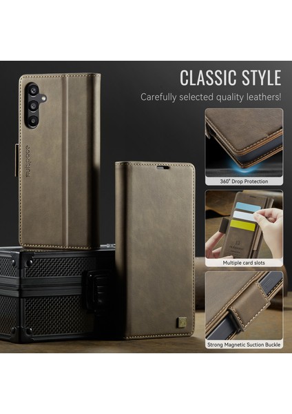 Samsung Galaxy A55 5g Kılıf Autspace A11 Rfıd Engelleme Retro Deri Cep Telefonu Cüzdan Kapağı-Kahverengi (Yurt Dışından)