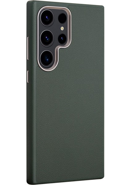 X-Level Samsung Galaxy S25 Ultra Kılıf Pu Deri Sert Pc Arka Telefon Kapağı-Yeşil (Yurt Dışından)