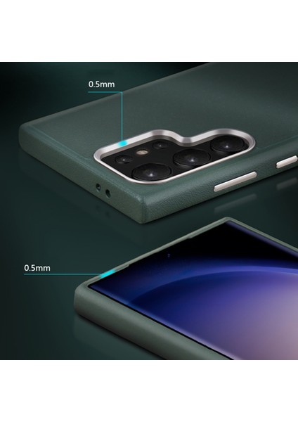 X-Level Samsung Galaxy S25 Ultra Kılıf Pu Deri Sert Pc Arka Telefon Kapağı-Yeşil (Yurt Dışından)